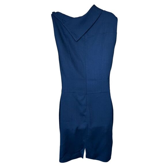 Burberry Black Sleeveless Wool Fold Over Collar Black Dress Size 10 - Picture 4 of 10